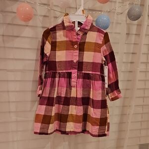 Plaid Pink and Brown Kids Dress